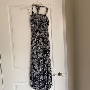 Navy and Cream halter Dress NWT